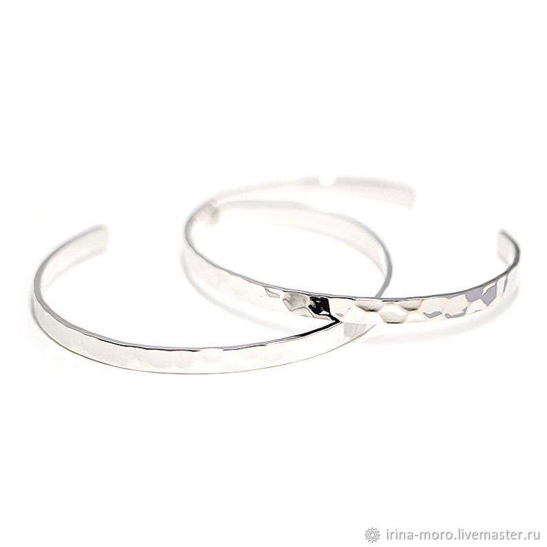 Silver Hand Bracelet, Women's Bracelet, Crumpled Bracelet, Hard bracelet, Moscow,  Фото №1
