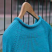 Одежда handmade. Livemaster - original item Turquoise sweater made of 100% cotton. Handmade.
