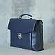 Order Men's business leather briefcase 'Stefan' (Dark blue). DragonBags - Men's accessories. Livemaster. . Brief case Фото №3