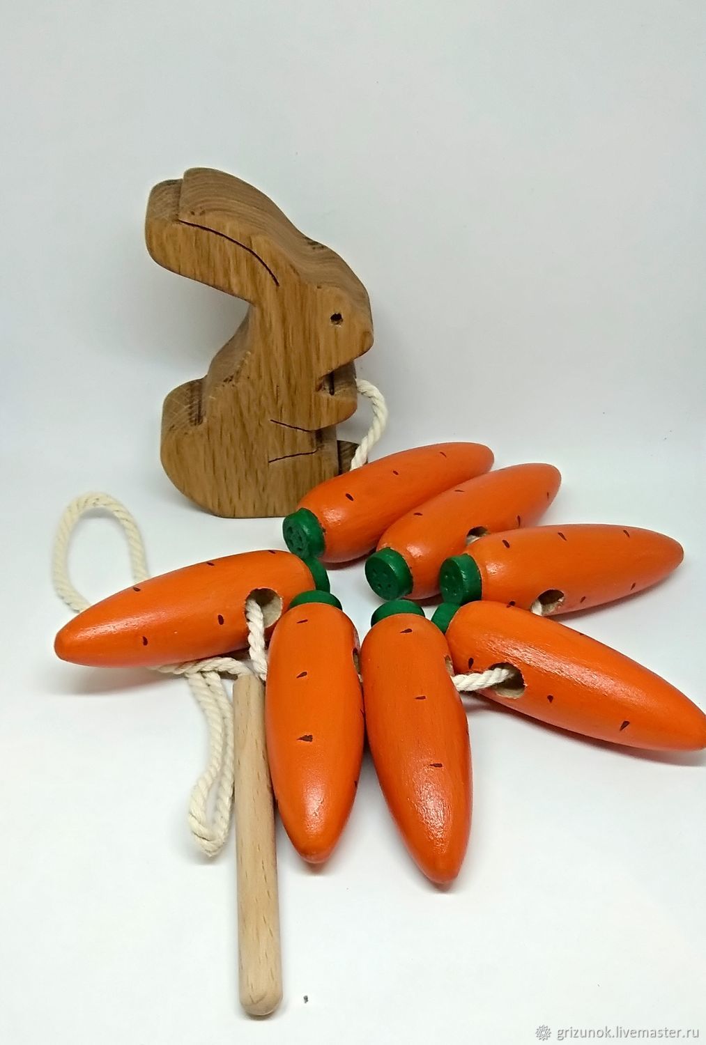 Lacing-wooden toy Bunny mark, Lacing cards, Zheleznodorozhny,  Фото №1