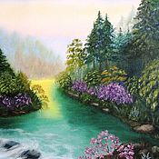Картины и панно handmade. Livemaster - original item "Forest river" oil painting. Handmade.