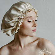 Аксессуары handmade. Livemaster - original item Silk hat for sleeping vanilla color. Handmade.