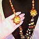 Order Amber beads with flowers made of natural stone long. BalticAmberJewelryRu Tatyana. Livemaster. . Beads2 Фото №3