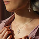 Order Long silver geometric Hummingbird earrings on a chain with a stone. Honey Hany Jewelry by Olga Khan. Livemaster. . Earrings Фото №3