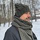 Шапка и шарф вязаные Комплект ДЕРИЛ/ШЭЛДОН  темно-зеленый мужской. Комплекты головных уборов. Вязаный кэжуал  UNIC Ирина. Ярмарка Мастеров.  Фото №5