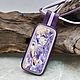  Кулон с чароитом, крупный, прямоугольный, натуральная кожа. Кулон. JewelryStudioGem. Ярмарка Мастеров.  Фото №5
