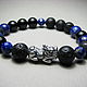 Bracelet with lapis lazuli, lava and agate with piao ' Wealth', Bead bracelet, Moscow,  Фото №1