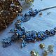 Blue flowers crocheted choker, Irish lace choker, Necklace, Kiev,  Фото №1
