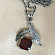 Vintage silver chain garnet pendant, Vintage pendants, St. Petersburg,  Фото №1