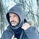 КАПЮШОН-СНУД двойной мужской КАЛЬВИН темно-синий/серый. Капюшоны. Вязаный кэжуал  UNIC Ирина. Интернет-магазин Ярмарка Мастеров.  Фото №2
