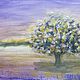 Painting evening landscape with a tree 'Feoletovozolota' 270h390 mm, Pictures, Volgograd,  Фото №1