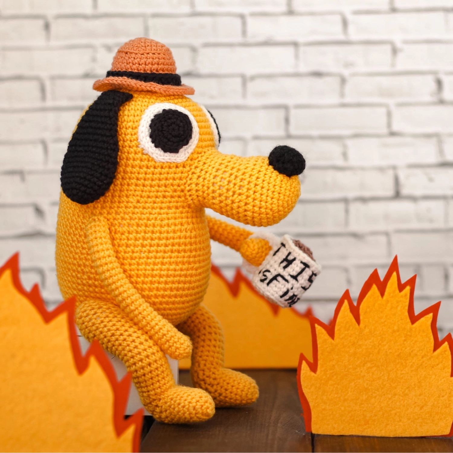 Вязаный this is fine dog купить онлайн на Ярмарке Мастеров ST3R4RU