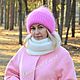 Fashionable hat-stocking downy Pink Large knit, Caps, Urjupinsk,  Фото №1