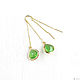 Order Green summer grass earrings gold broach earrings. Irina Moro. Livemaster. . Thread earring Фото №3