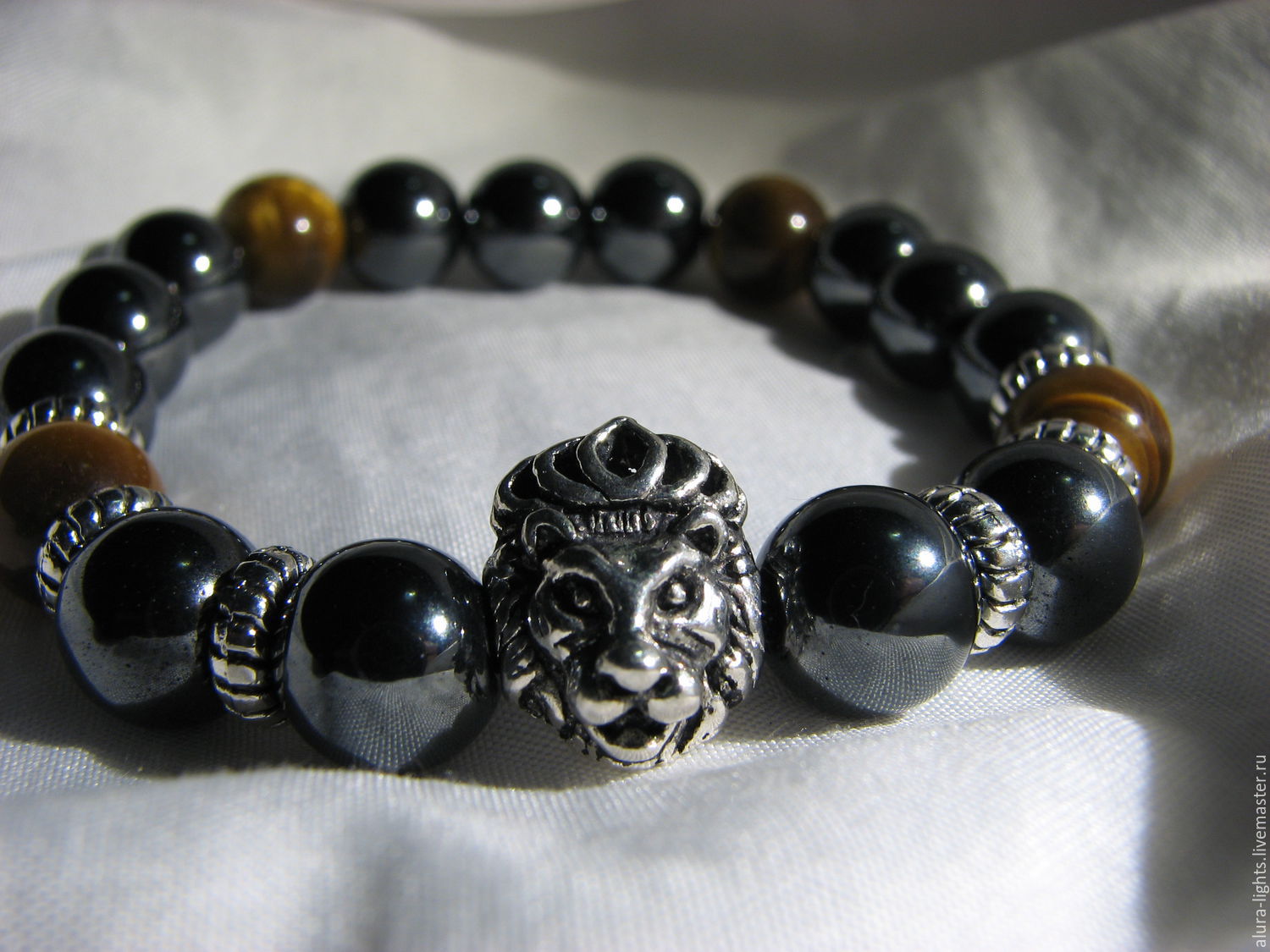 Bracelet with tiger eye and a hematite 'Strength of a lion', Bead bracelet, Moscow,  Фото №1