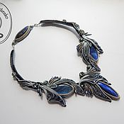 Necklace with Shibori silk ribbon, 
