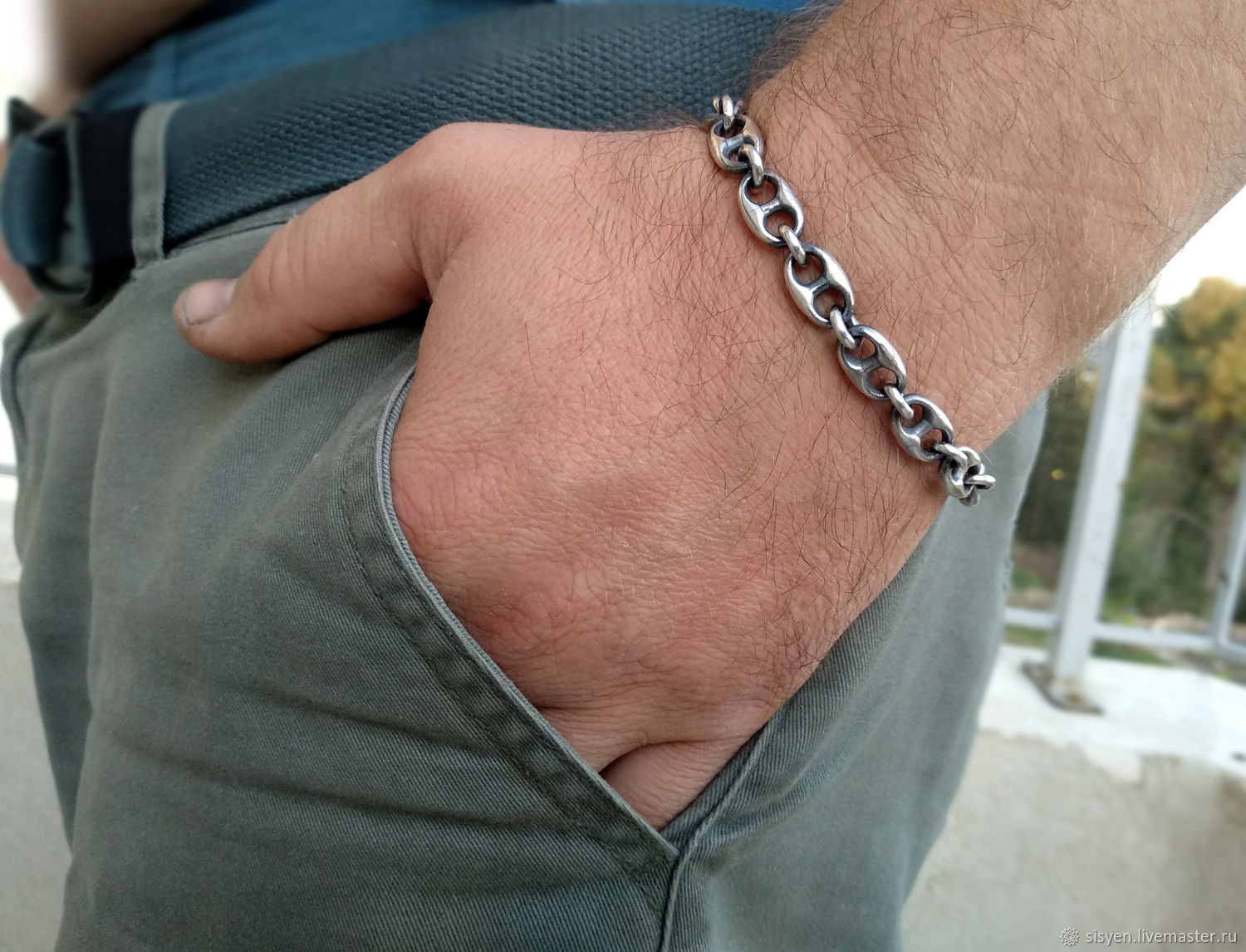 Браслеты серебряные мужские толстые на руку