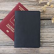 Сумки и аксессуары handmade. Livemaster - original item Leather black passport cover with card compartment. Handmade.