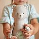 Текстильная игрушка изо льна Мишка с вышивкой Тысячелистник. Мягкие игрушки. Наталья Виноградова (Куляко) (natalynewborn). Интернет-магазин Ярмарка Мастеров.  Фото №2