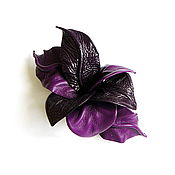 Украшения handmade. Livemaster - original item Automatic Hair Clip Flower Night Fairy Purple Purple Leather Nail Polish. Handmade.