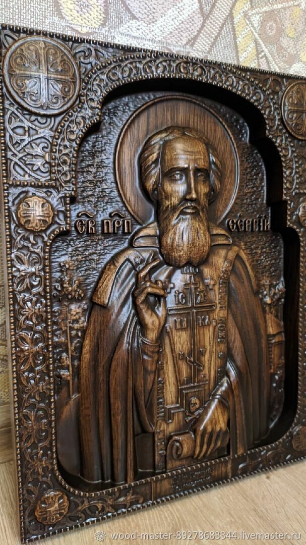 Иконы: Икона Сергей Радонежский дубовая резная в интернет-магазине ...