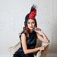 Эксклюзивная черная шляпа с цветами  для скачек "Опера". Шляпы. Анна Андриенко (Головные уборы). Ярмарка Мастеров.  Фото №5