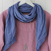 Хлопковый шарф-платок пыльно-бирюзового цвета