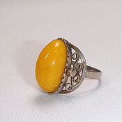 Винтаж handmade. Livemaster - original item Amber Ring Natural Amber Yolk Metal size. 17 vintage USSR. Handmade.