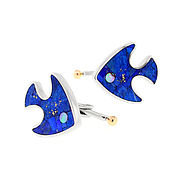 Украшения handmade. Livemaster - original item Lapis lazuli fish CUFFLINKS. Natural stones. Cufflinks handmade.. Handmade.