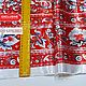 Order  Fabric Atlas ' snow Khokhloma on red '. SLAVYANKA. Livemaster. . Fabric Фото №3