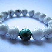 Украшения handmade. Livemaster - original item Bracelet white opal and malachite 