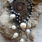 Украшения handmade. Livemaster - original item Ammonite with natural pearls (p-137). Handmade.