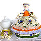 Doll-hot water bottle for a teapot young Lady. Gift, yellow, for interior, Teapot cover, Magnitogorsk,  Фото №1