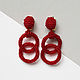 Earrings Rings: red. bead earrings, Congo earrings, Omsk,  Фото №1