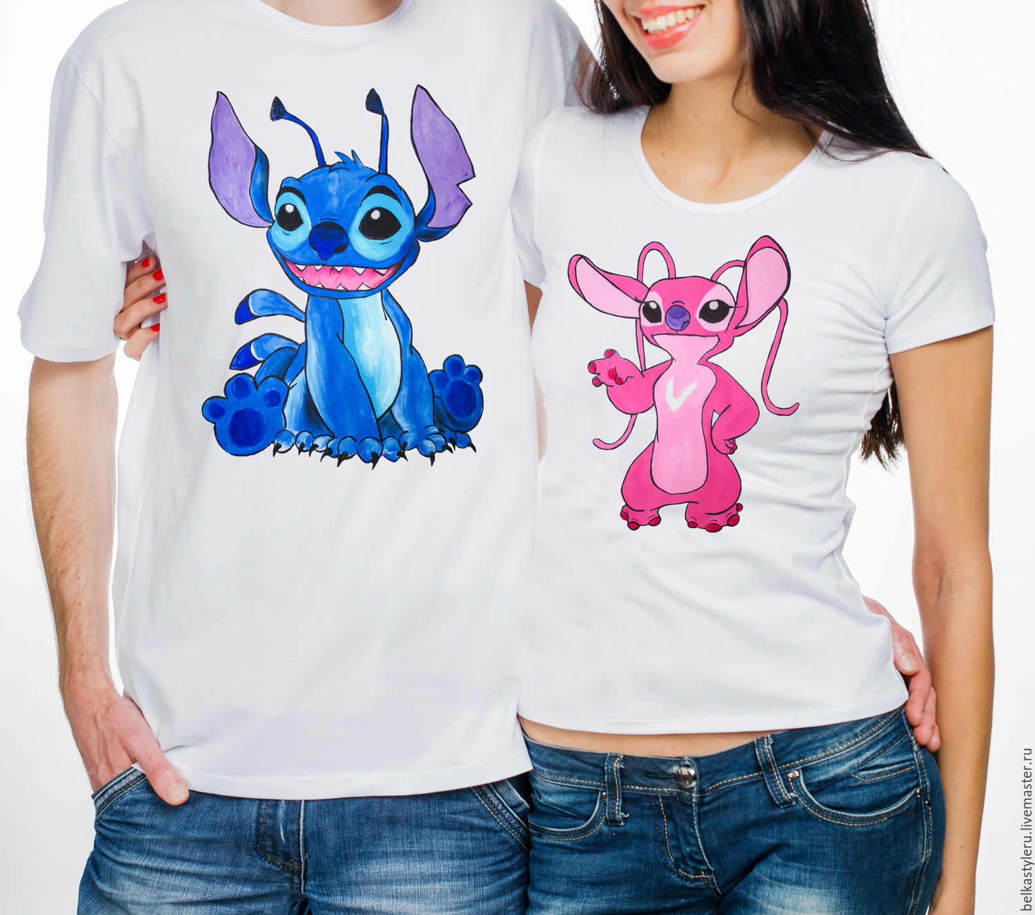 T-shirt hand painted Lilu and stitch – shop online on Livemaster with ...