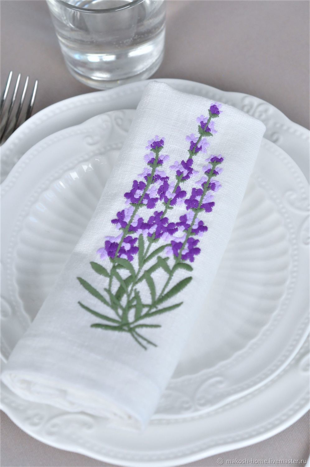 Салфетки с вышивкой Лаванда купить в интернет-магазине Ярмарка Мастеров ...