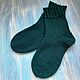 Knitted wool socks 42-43 dark green, men's warm double, Socks, Izhevsk,  Фото №1