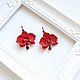 Red Orchid earrings, Earrings, Tyumen,  Фото №1