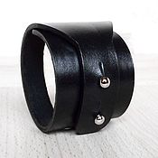 Украшения handmade. Livemaster - original item Black Genuine Leather Bracelet, Leather Bangle.. Handmade.