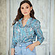 Blusa de algodón Azul floración, camisa de algodón turquesa de verano, Blouses, Novosibirsk,  Фото №1