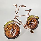 Зелёный Велосипед из Бутылки, витражная статуэтка, модель