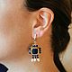 Blue earrings with lapis lazuli and pearl pendants, cross earrings. Earrings. Nibelung Design Beadwork. Online shopping on My Livemaster.  Фото №2