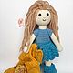Knitted doll,the doll in the blue dress,gift for girls, Stuffed Toys, Podolsk,  Фото №1