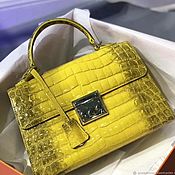 Сумки и аксессуары handmade. Livemaster - original item Women`s bag, made of Himalayan crocodile leather, in yellow.. Handmade.