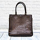 Shopper bag, made of genuine python leather in dark brown color, Shopper, St. Petersburg,  Фото №1