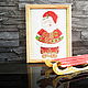 Вышитая крестом картина Санта Клаус в раме со стеклом, Картины, Петрозаводск,  Фото №1