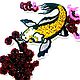 Вышивка Золотая Рыбка в Японском стиле. Аппликации. Оля (СтразоБусинка). Интернет-магазин Ярмарка Мастеров.  Фото №2