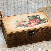 Для дома и интерьера handmade. Livemaster - original item Tea box poppies and jug 6 compartments. Handmade.