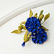 Boutonniere of Cornflowers skin. The decoration of leather Cornflowers. Brooches. lanssveta. Online shopping on My Livemaster.  Фото №2