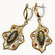 925 sterling silver earrings with natural labradorites and sapphires, Earrings, Moscow,  Фото №1